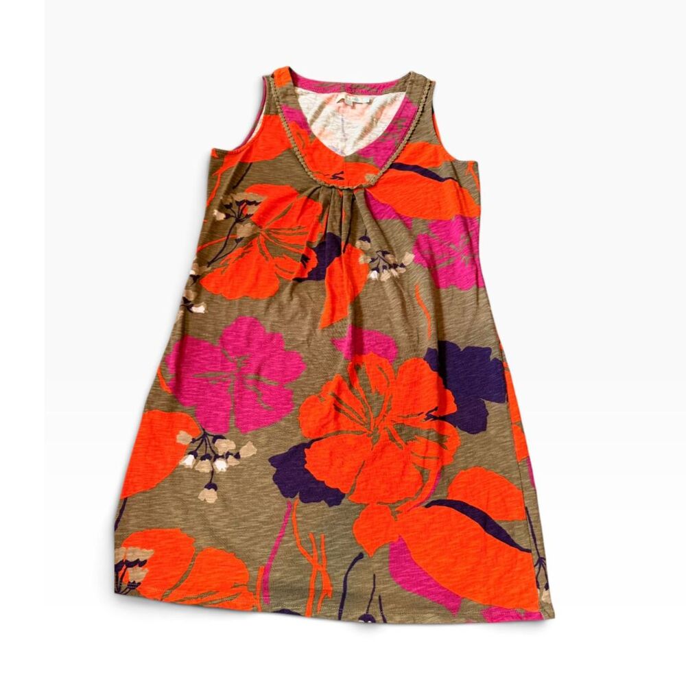 Boden Tarifa Cotton Jersey Abstract Floral V-Neck Tank Dress Size 10R